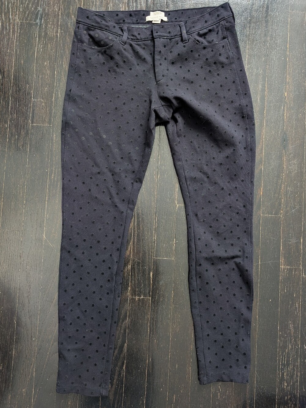 J. Crew Navy Polka Dot Stretch Gigi Pants - Size 4